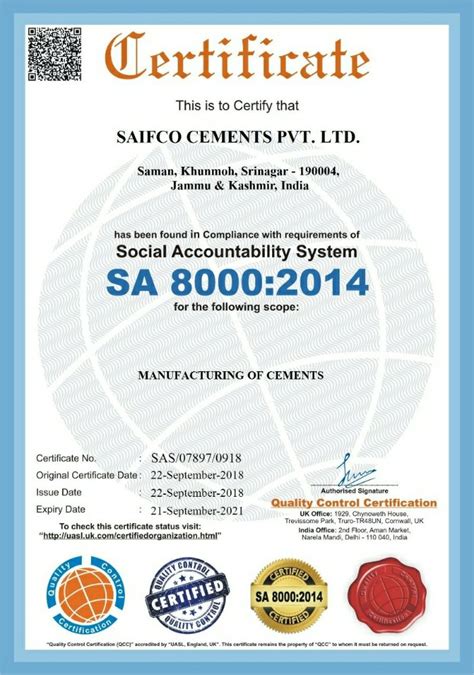 what is the sa8000 certification